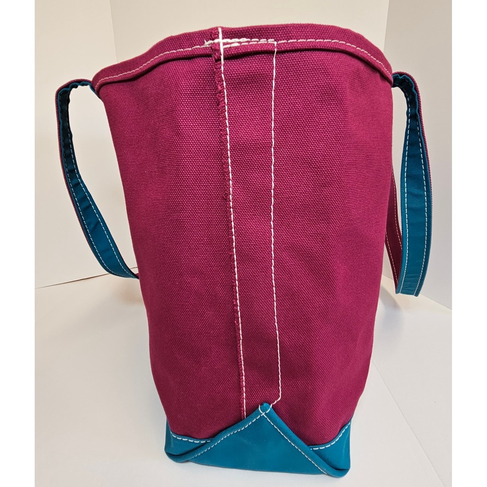 RARE Vintage 22" L.L. Bean Magenta And Teal Canvas Boat And Tote Made In U.S.A - Picture 4 of 9